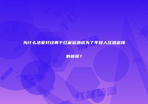 为什么法蒙轩经典干红葡萄酒成为了年轻人狂热追捧的新宠？