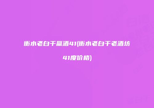 衡水老白干赢酒41(衡水老白干老酒坊41度价格)