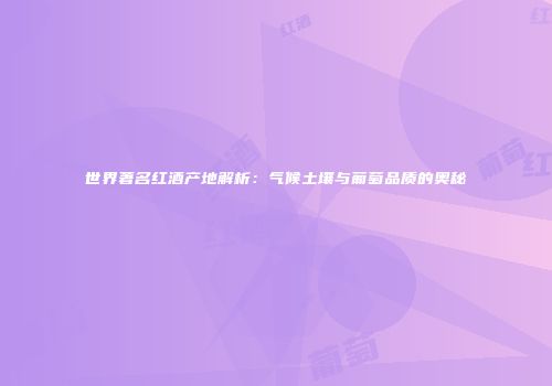 世界著名红酒产地解析：气候土壤与葡萄品质的奥秘