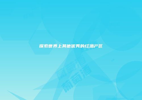 探索世界上其他优秀的红酒产区