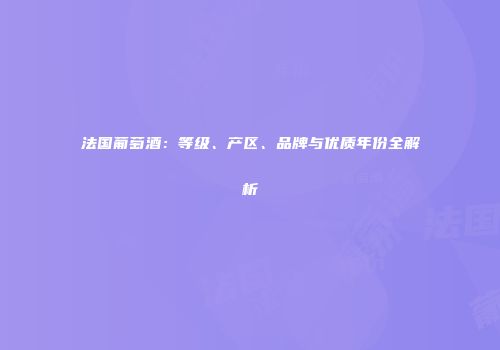 法国葡萄酒：等级、产区、品牌与优质年份全解析