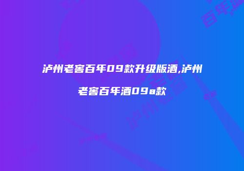 泸州老窖百年09款升级版酒,泸州老窖百年酒09a款