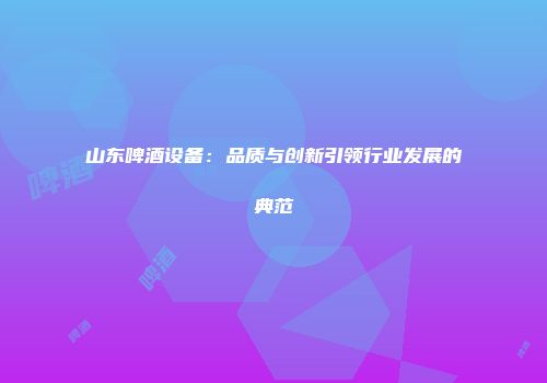 山东啤酒设备：品质与创新引领行业发展的典范