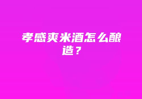 孝感爽米酒怎么酿造？