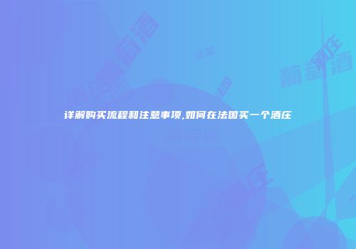 详解购买流程和注意事项,如何在法国买一个酒庄