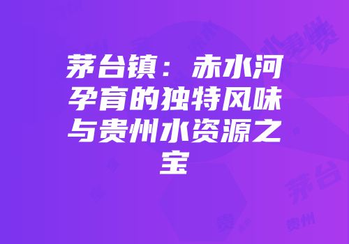 茅台镇：赤水河孕育的独特风味与贵州水资源之宝