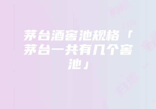 茅台酒窖池规格「茅台一共有几个窖池」