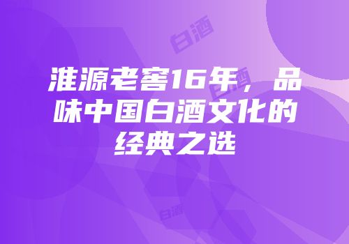 淮源老窖16年，品味中国白酒文化的经典之选