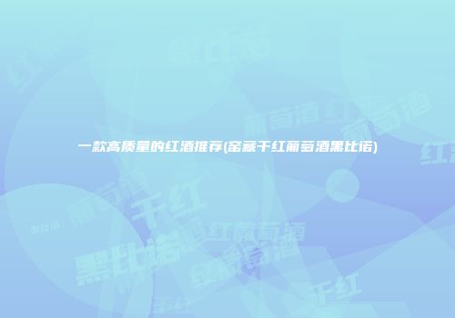 一款高质量的红酒推荐(窑藏干红葡萄酒黑比诺)