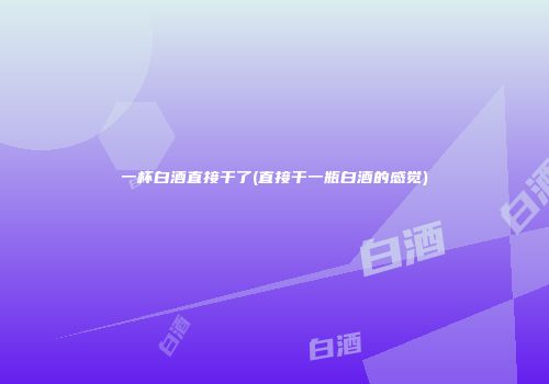 一杯白酒直接干了(直接干一瓶白酒的感觉)
