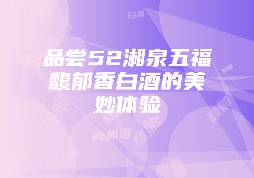 品尝52湘泉五福馥郁香白酒的美妙体验