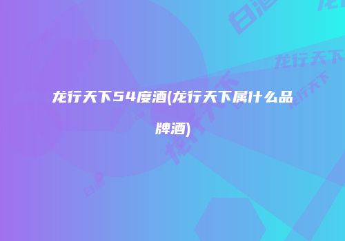 龙行天下54度酒(龙行天下属什么品牌酒)