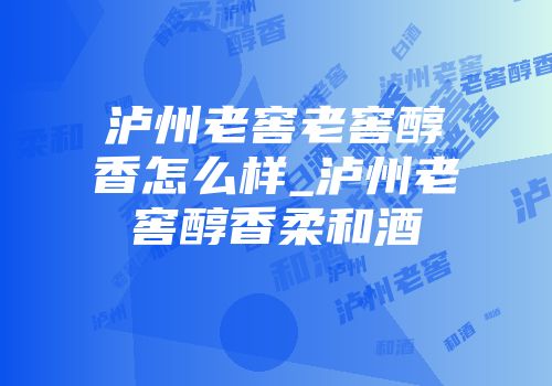 泸州老窖老窖醇香怎么样_泸州老窖醇香柔和酒