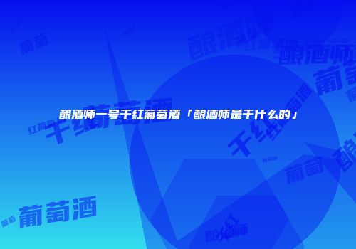 酿酒师一号干红葡萄酒「酿酒师是干什么的」