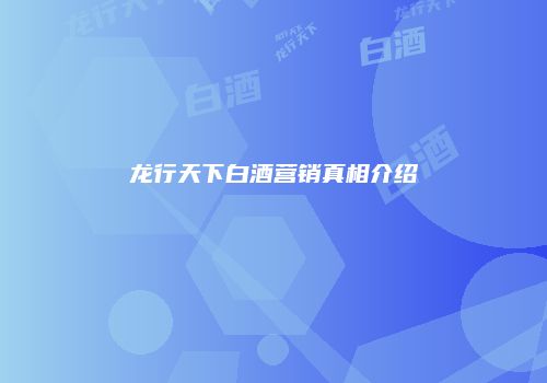 龙行天下白酒营销真相介绍