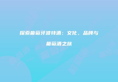 探索葡萄牙波特酒：文化、品牌与葡萄酒之旅