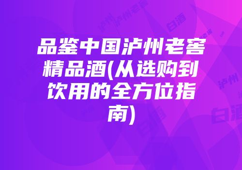 品鉴中国泸州老窖精品酒(从选购到饮用的全方位指南)