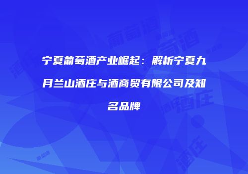 宁夏葡萄酒产业崛起：解析宁夏九月兰山酒庄与酒商贸有限公司及知名品牌