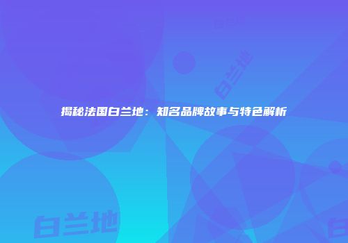 揭秘法国白兰地：知名品牌故事与特色解析