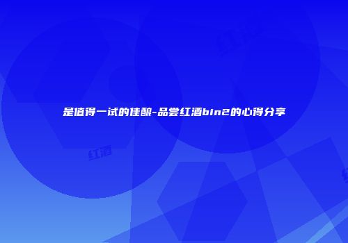 是值得一试的佳酿-品尝红酒bin2的心得分享