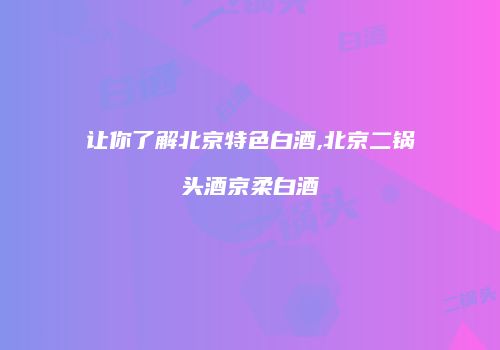 让你了解北京特色白酒,北京二锅头酒京柔白酒