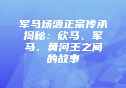 军马场酒正宗传承揭秘：欣马、军马、黄河王之间的故事