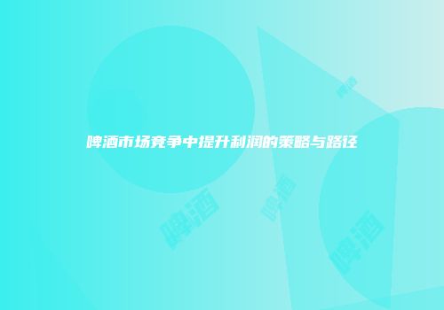 啤酒市场竞争中提升利润的策略与路径