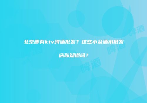 北京哪有ktv啤酒批发？这些小众酒水批发店你知道吗？