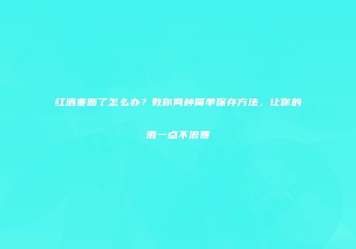 红酒塞断了怎么办？教你两种简单保存方法，让你的酒一点不浪费