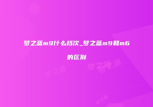 梦之蓝m9什么档次_梦之蓝m9和m6的区别