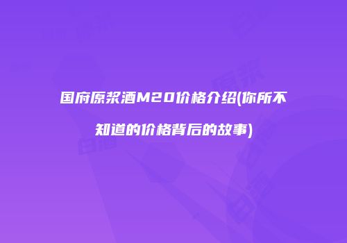 国府原浆酒M20价格介绍(你所不知道的价格背后的故事)