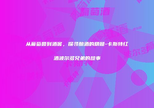 从葡萄园到酒窖，探寻酿酒的精髓-卡斯特红酒波尔多兄弟的故事