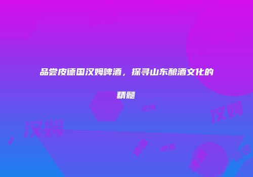 品尝皮德国汉姆啤酒，探寻山东酿酒文化的精髓