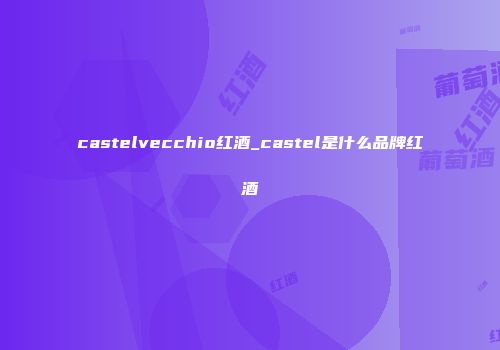 castelvecchio红酒_castel是什么品牌红酒