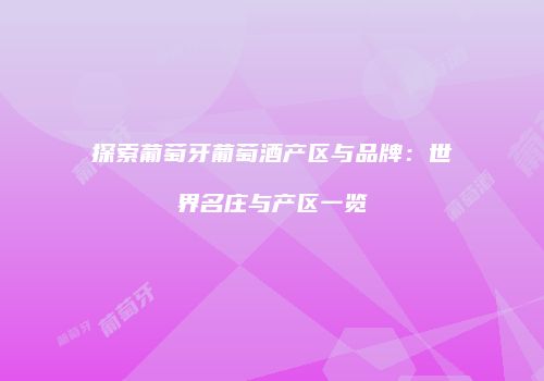 探索葡萄牙葡萄酒产区与品牌：世界名庄与产区一览