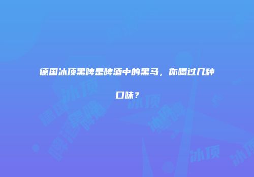 德国冰顶黑啤是啤酒中的黑马，你喝过几种口味？