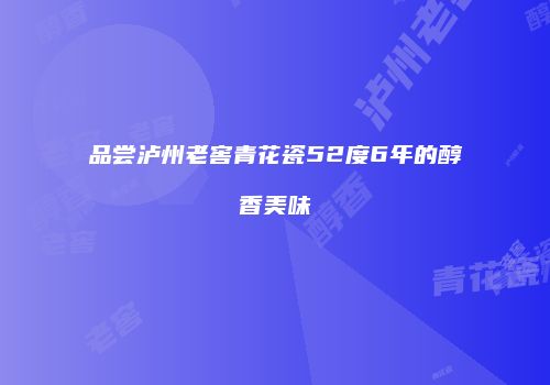 品尝泸州老窖青花瓷52度6年的醇香美味