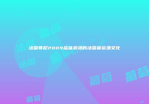法国尊尼2009品味浪漫的法国葡萄酒文化