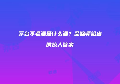 茅台不老酒是什么酒？品鉴师给出的惊人答案