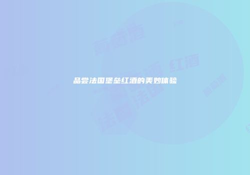 品尝法国堡垒红酒的美妙体验