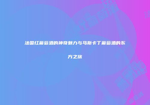 法国红葡萄酒的神奇魅力与马斯卡丁葡萄酒的东方之旅