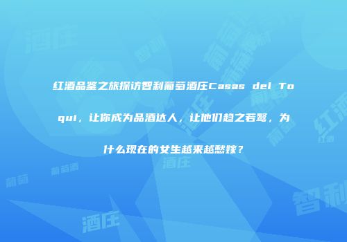 红酒品鉴之旅探访智利葡萄酒庄Casas del Toqui，让你成为品酒达人，让他们趋之若鹜，为什么现在的女生越来越愁嫁？