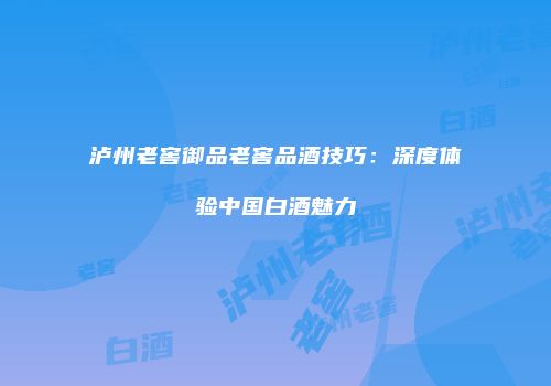 泸州老窖御品老窖品酒技巧：深度体验中国白酒魅力