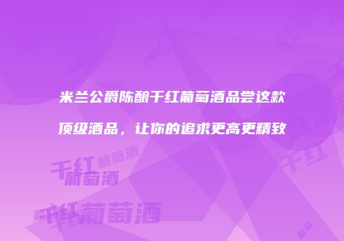 米兰公爵陈酿干红葡萄酒品尝这款顶级酒品，让你的追求更高更精致
