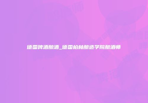 德国啤酒酿酒_德国柏林酿造学院酿酒师