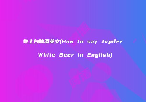教士白啤酒英文(How to say Jupiler White Beer in English)