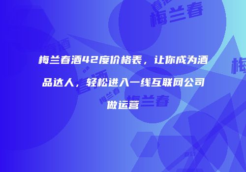 梅兰春酒42度价格表，让你成为酒品达人，轻松进入一线互联网公司做运营