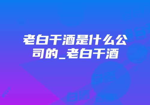 老白干酒是什么公司的_老白干酒