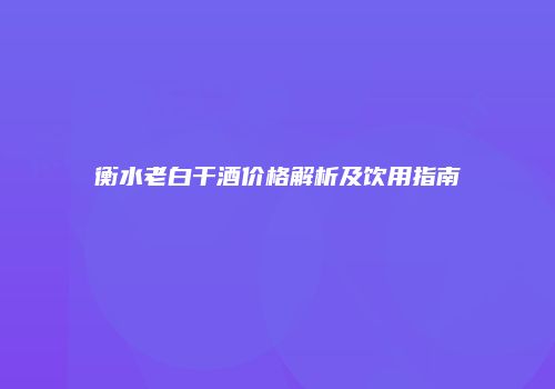 衡水老白干酒价格解析及饮用指南