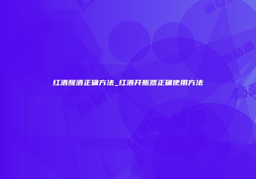 红酒醒酒正确方法_红酒开瓶器正确使用方法
